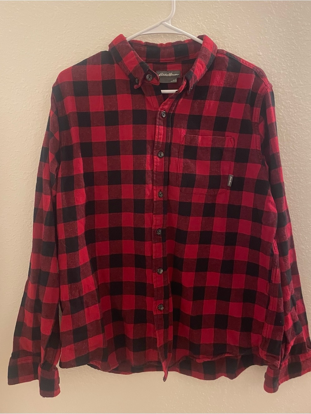 Eddie Bauer Red and Black Buffalo Plaid Button-Down Shirt